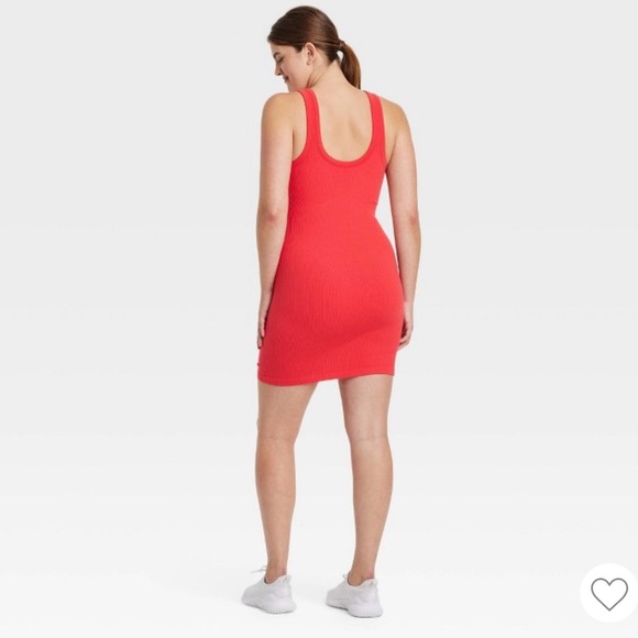 Women’s Seamless Active Red Ribbed Tank Sleeveless Dress Activewear Medium - Picture 2 of 9